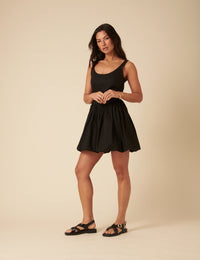 Black Loie Bubble Hem Mini Dress