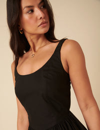 Black Loie Bubble Hem Mini Dress