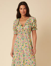 Green Floral Caitlin Midi Dress