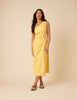 Yellow Striped One Shoulder Una Midi Dress