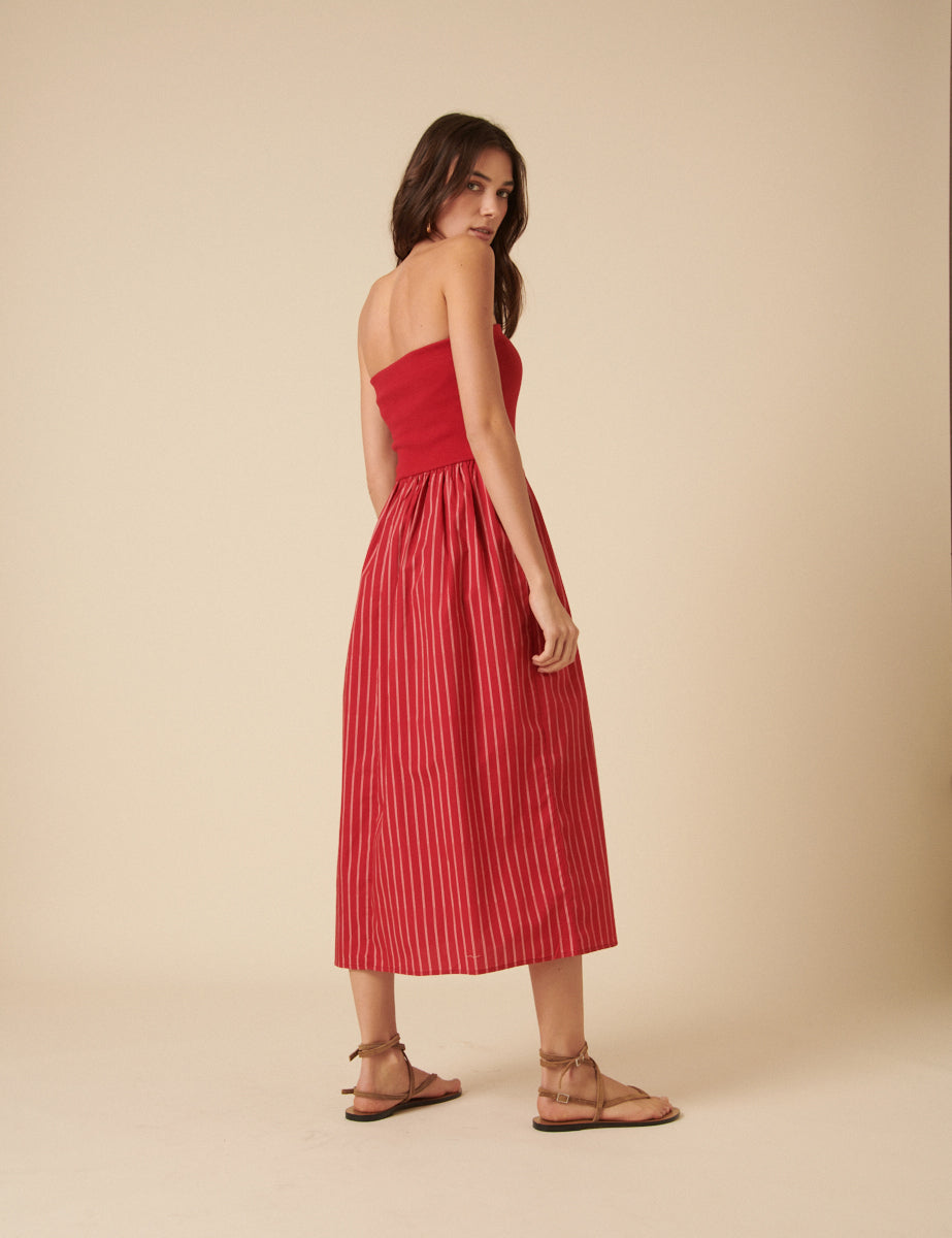 red and white striped strapless dress Candy Stripe Pink Strapless Maxi Dress