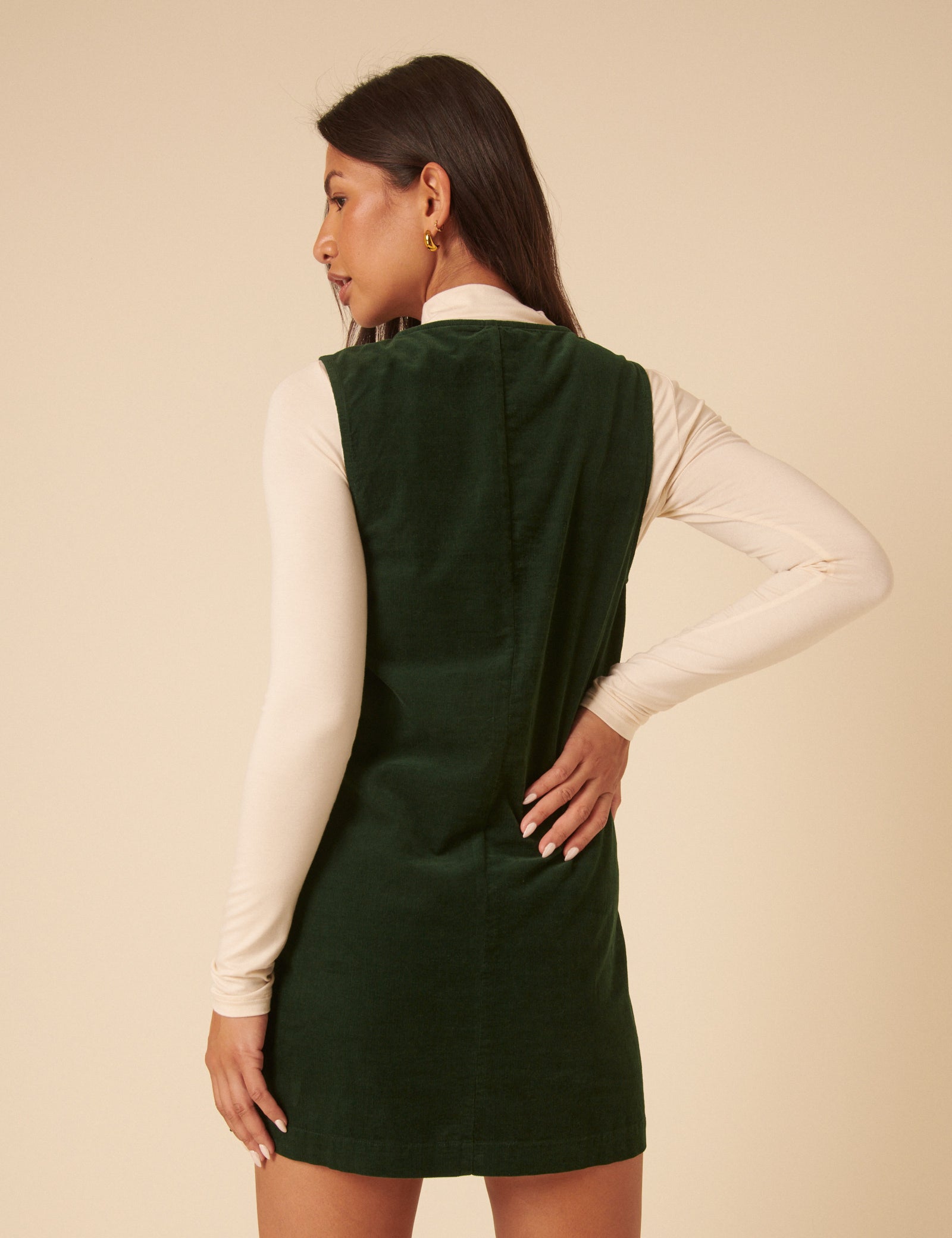 Forest Green Nila Pinafore Mini Dress