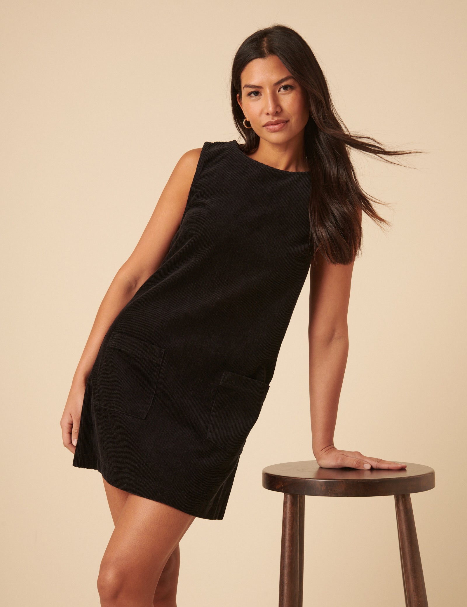 Black Cord Chiara Pinafore Mini Dress Black Cord Chiara Pinafore Mini Dress