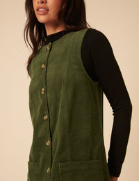 Khaki Cord Alessa Pinafore Mini Dress