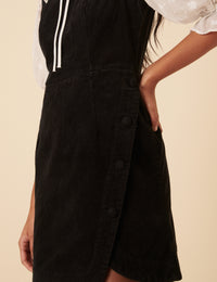 Black Cord Birch Pinafore Mini Dress