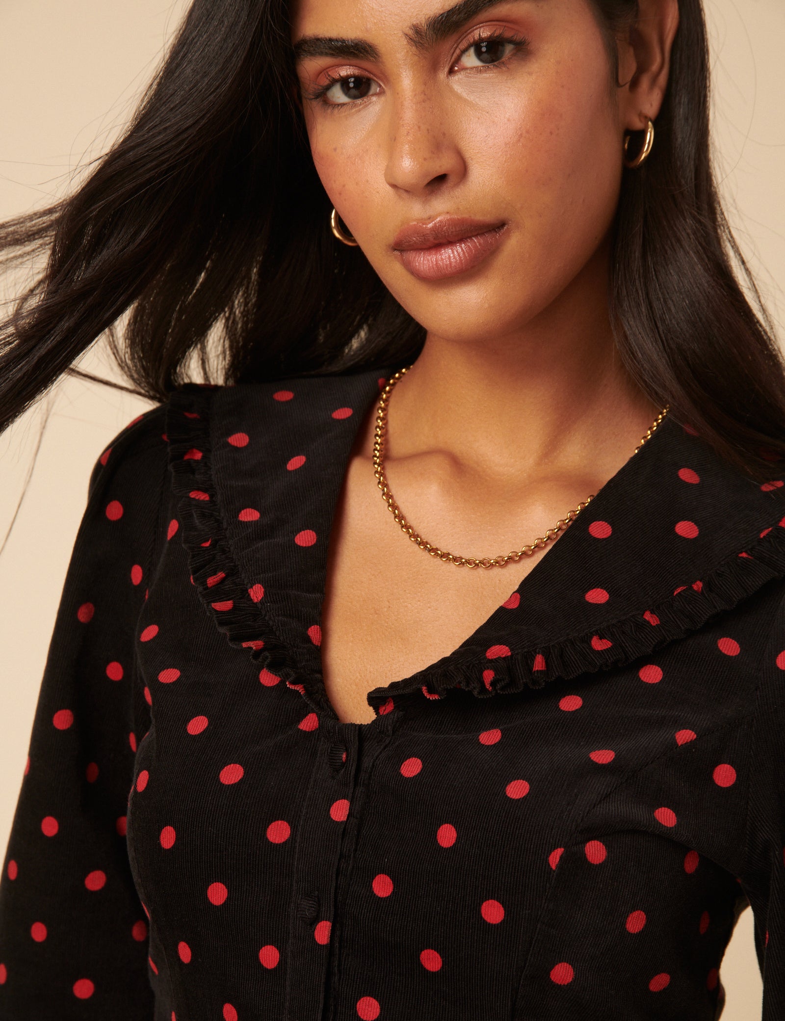 Black Cord Polka Dot Emma Mini Dress Black Cord Polka Dot Emma Mini Dress