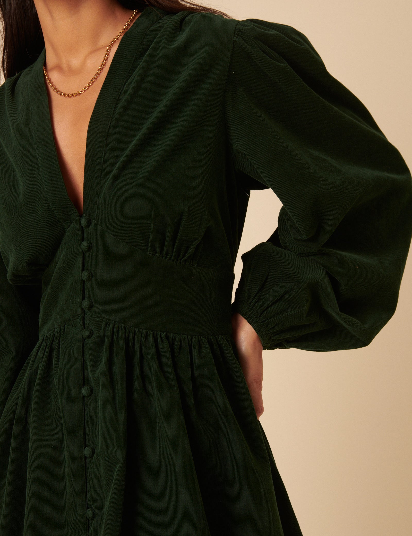 Forest Green Cord Starlight Mini Dress