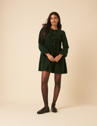 Green Embroidered Tie-front Cord Eden Mini Dress