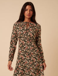 Green Ditsy Floral Long Sleeve Tessa Mini Dress