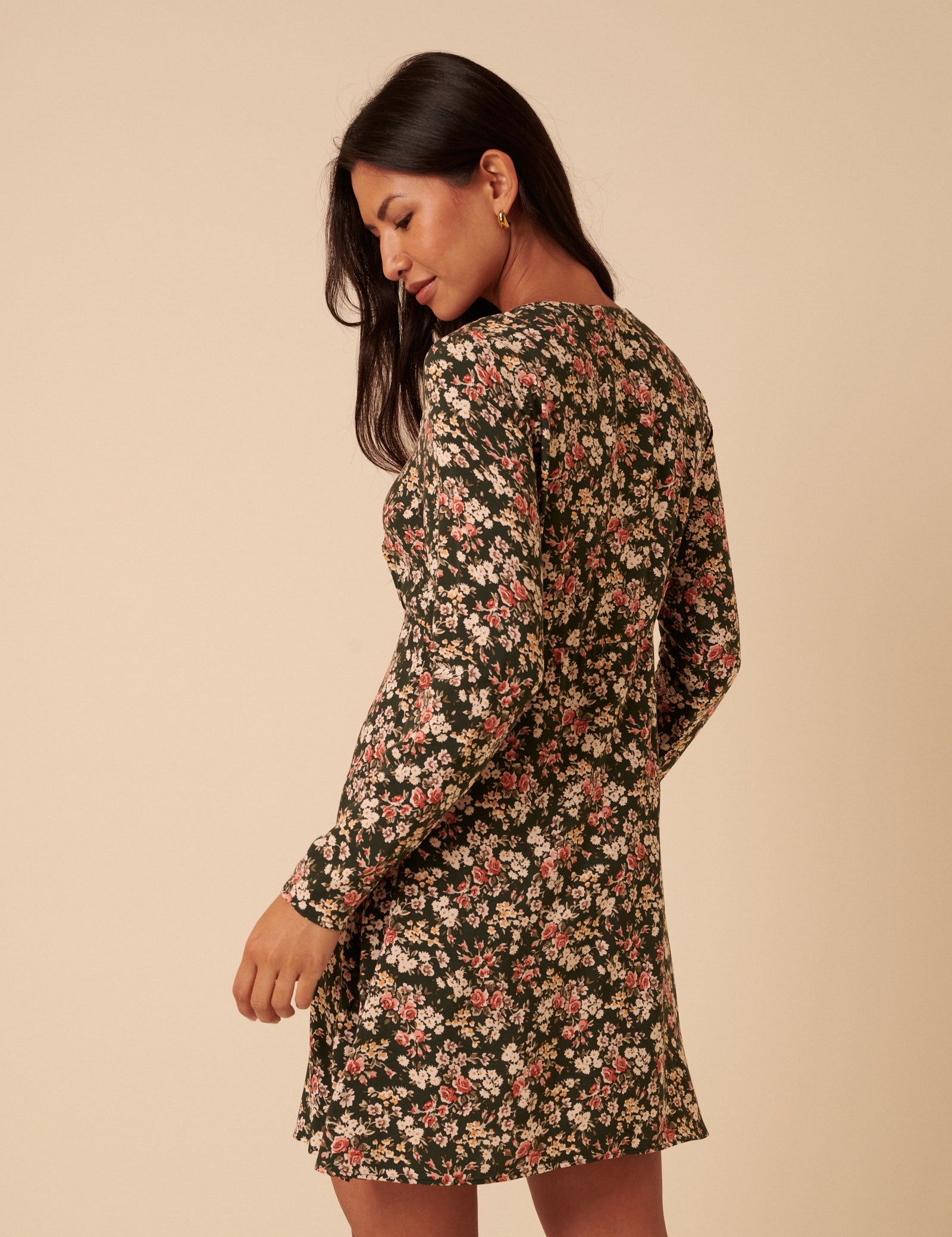 knee length dresses for ladies Black Ditsy Floral Long Sleeve Marley Mini Dress knee length dresses for ladies Black Ditsy Floral Long Sleeve Marley Mini Dress
