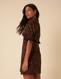 Brown Animal Print Mini Dress