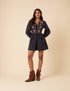 Navy Paisley Embroidered Monroe Mini Dress