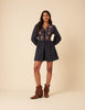 Navy Paisley Embroidered Monroe Mini Dress