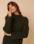 Khaki Cable Knit Jumper Mini Dress