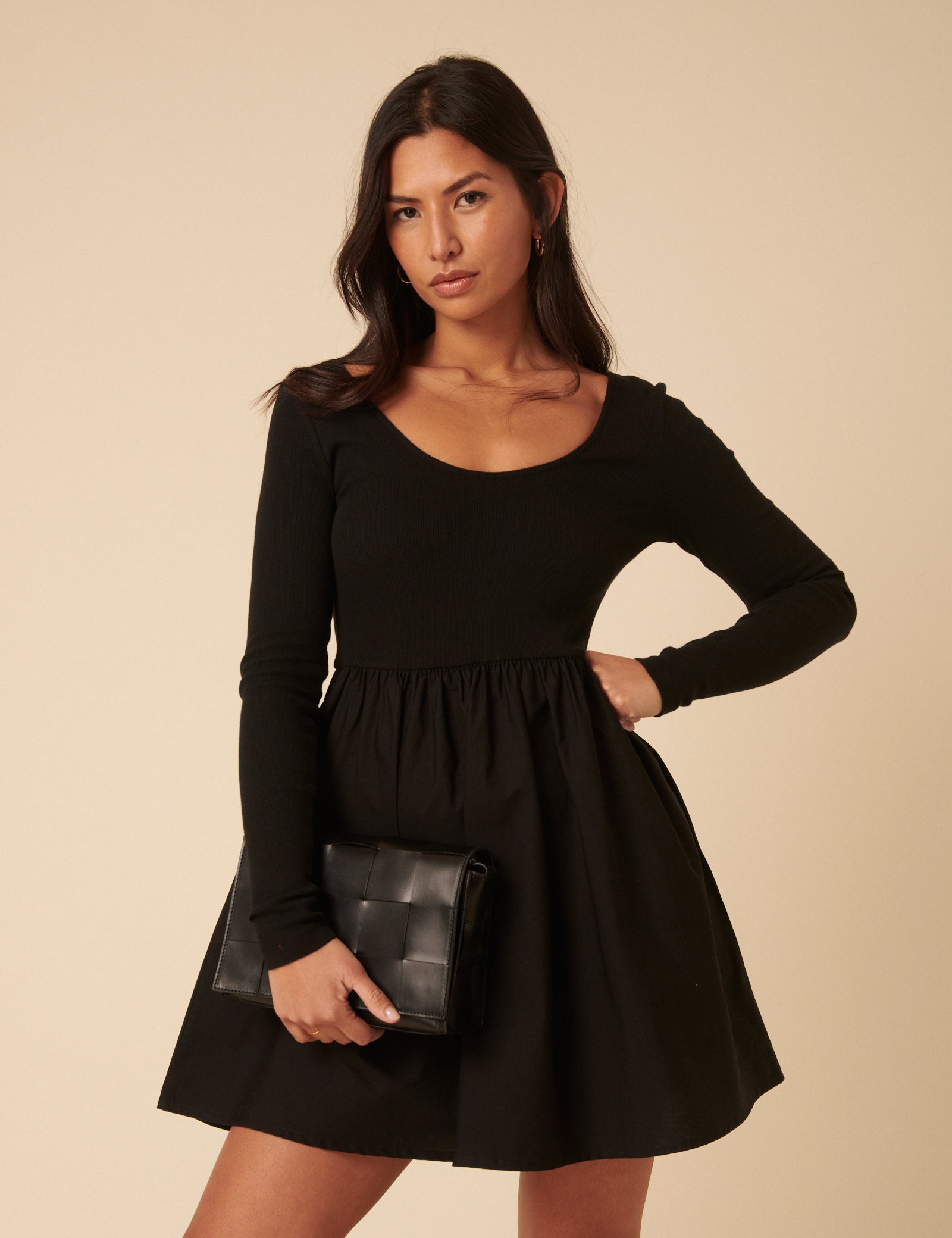 Black Scoop Neck Mini Dress Black Scoop Neck Mini Dress