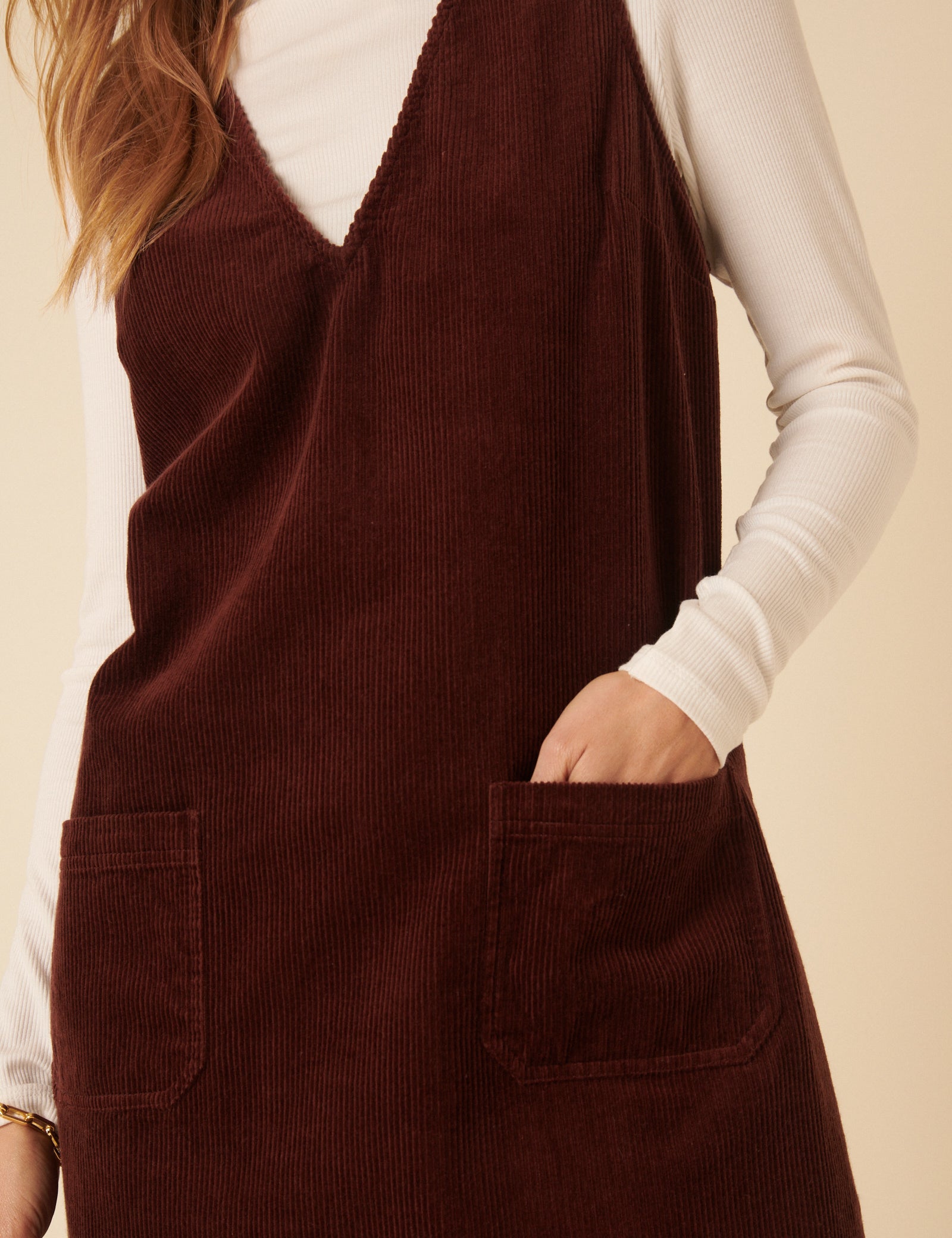 Brown Cord Pinafore Mini Dress Brown Cord Pinafore Mini Dress