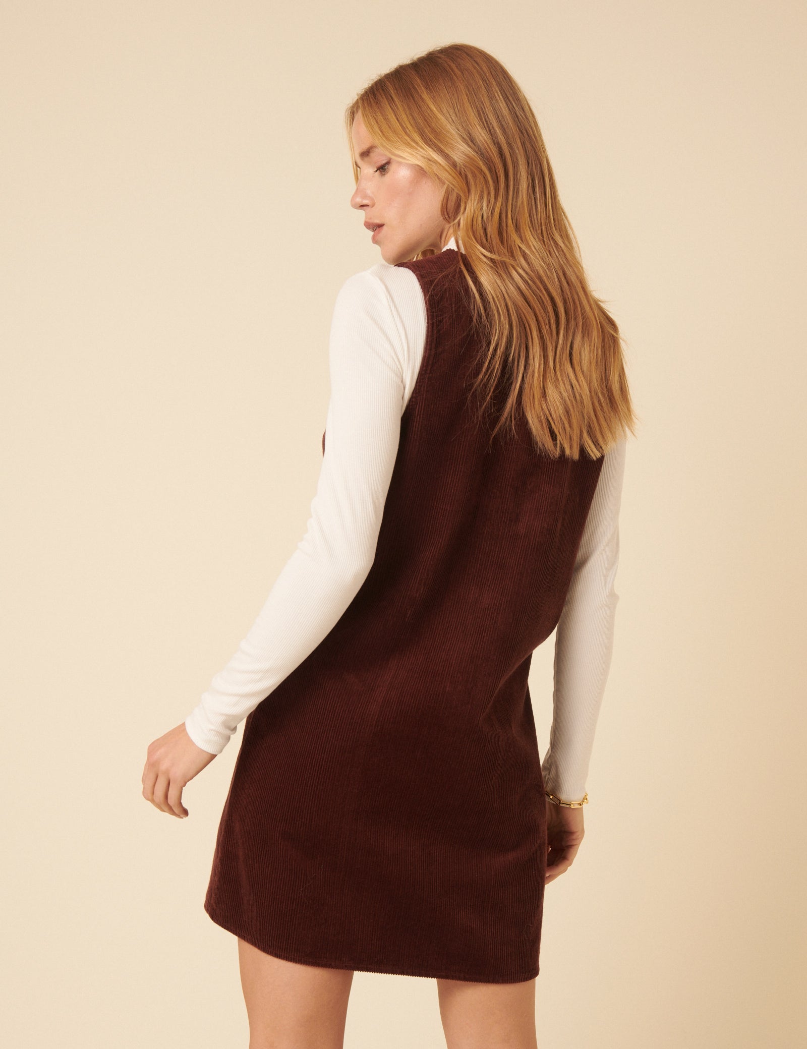 Brown Cord Pinafore Mini Dress Brown Cord Pinafore Mini Dress