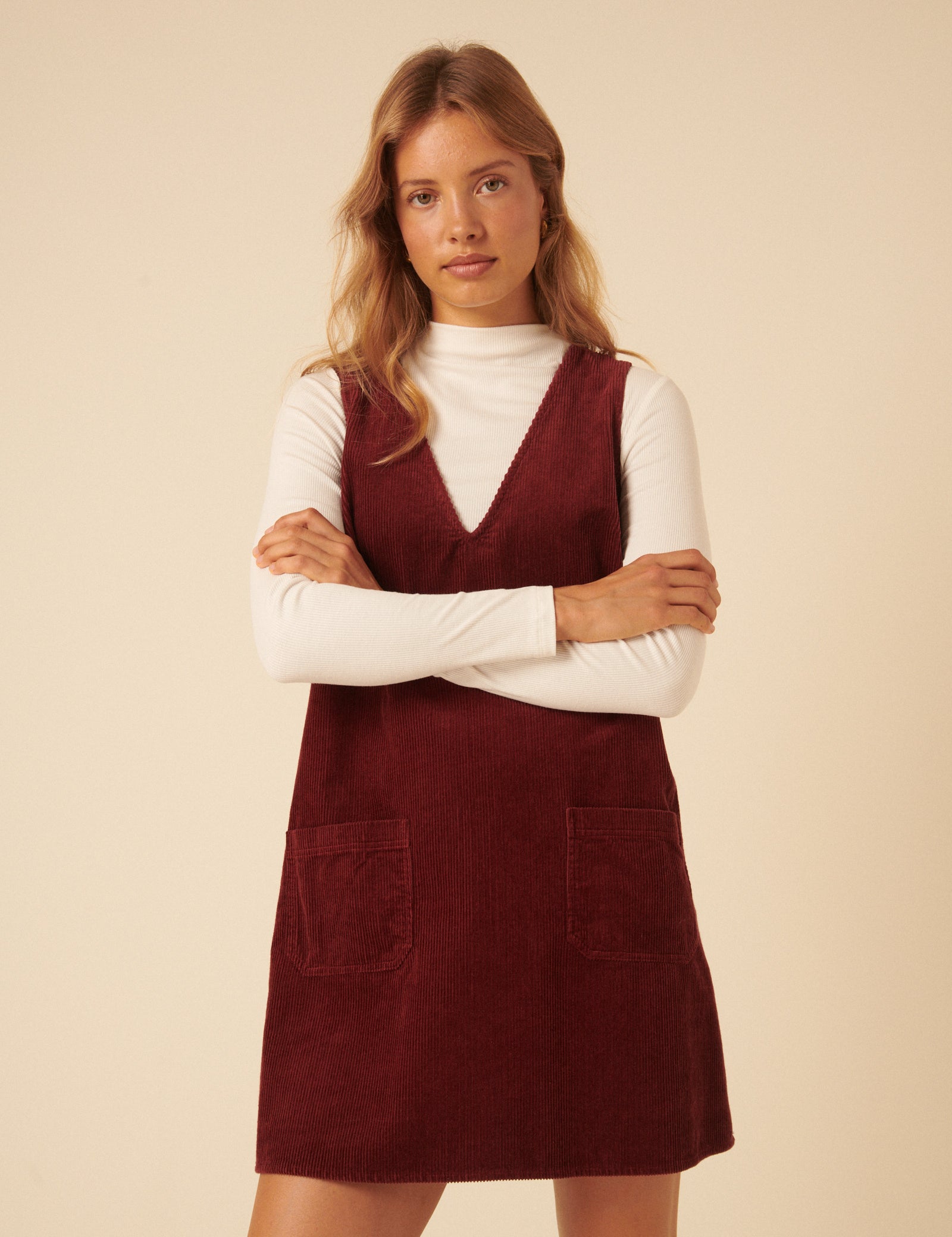 Red Piper Pinafore Mini Dress Red Piper Pinafore Mini Dress