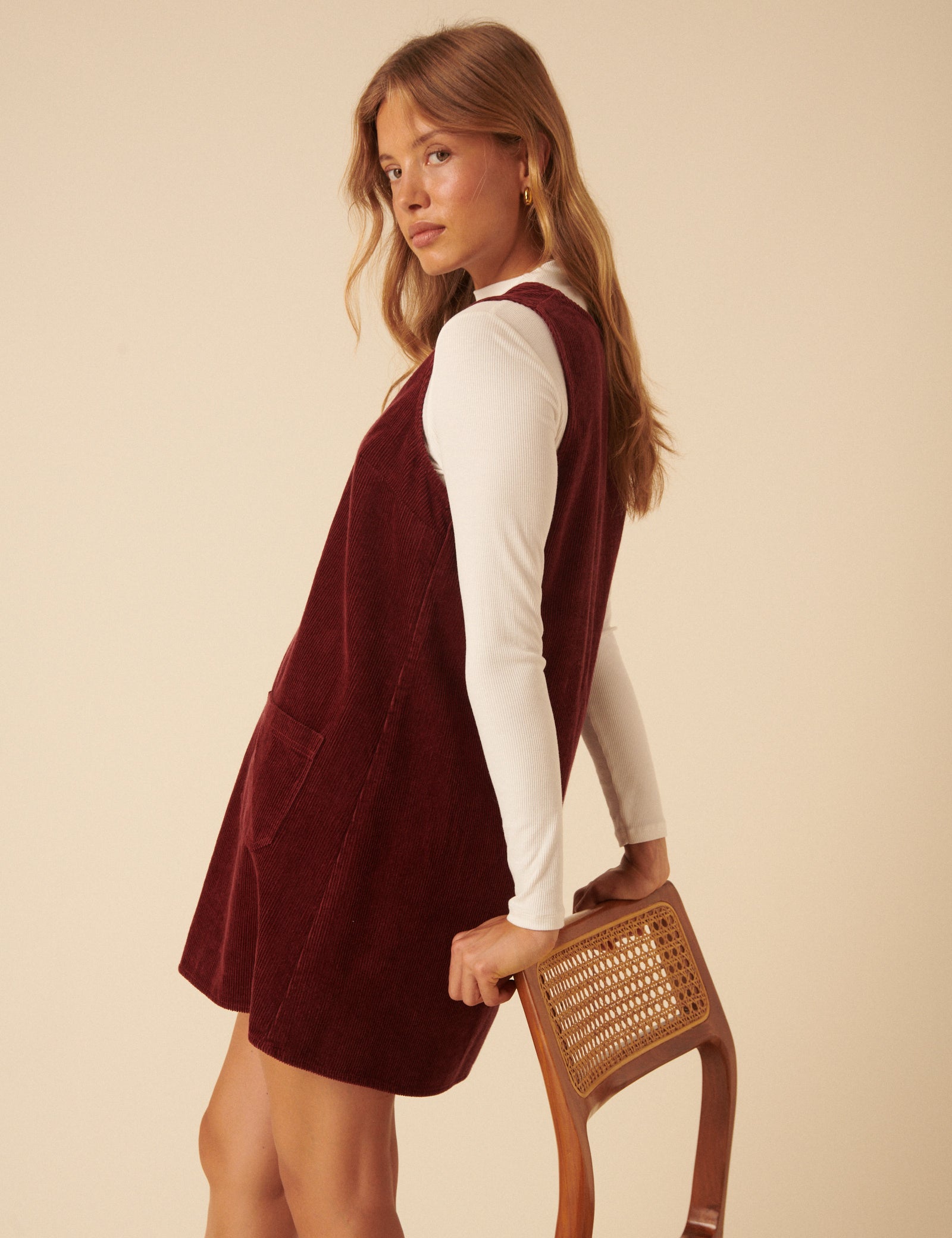Red Piper Pinafore Mini Dress