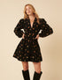 Black Floral Embroidered Cord Starlight Mini Dress