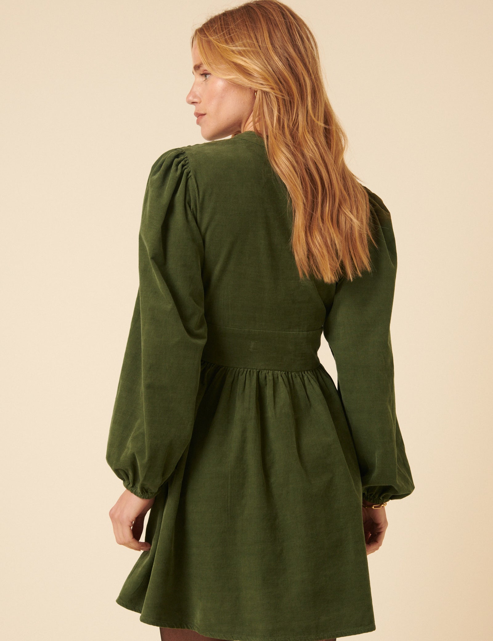 Olive Green Cord Starlight Mini Dress Olive Green Cord Starlight Mini Dress
