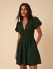 Khaki Puff Sleeve Abigail Mini Dress