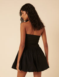 Black Bandeau Felicity Bubble Hem Mini Dress