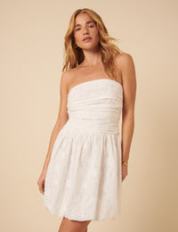 White Broderie Anglaise Felicity Bubble Hem Mini Dress
