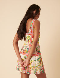 White And Red Printed Connie Mini Dress