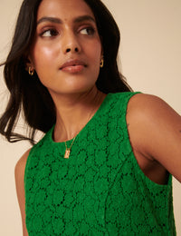 Green Floral Broderie Anglaise Juno Mini Dress