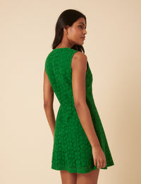Green Floral Broderie Anglaise Juno Mini Dress