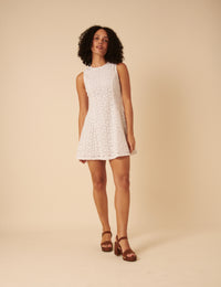 White Floral Broderie Anglaise Juno Mini Dress