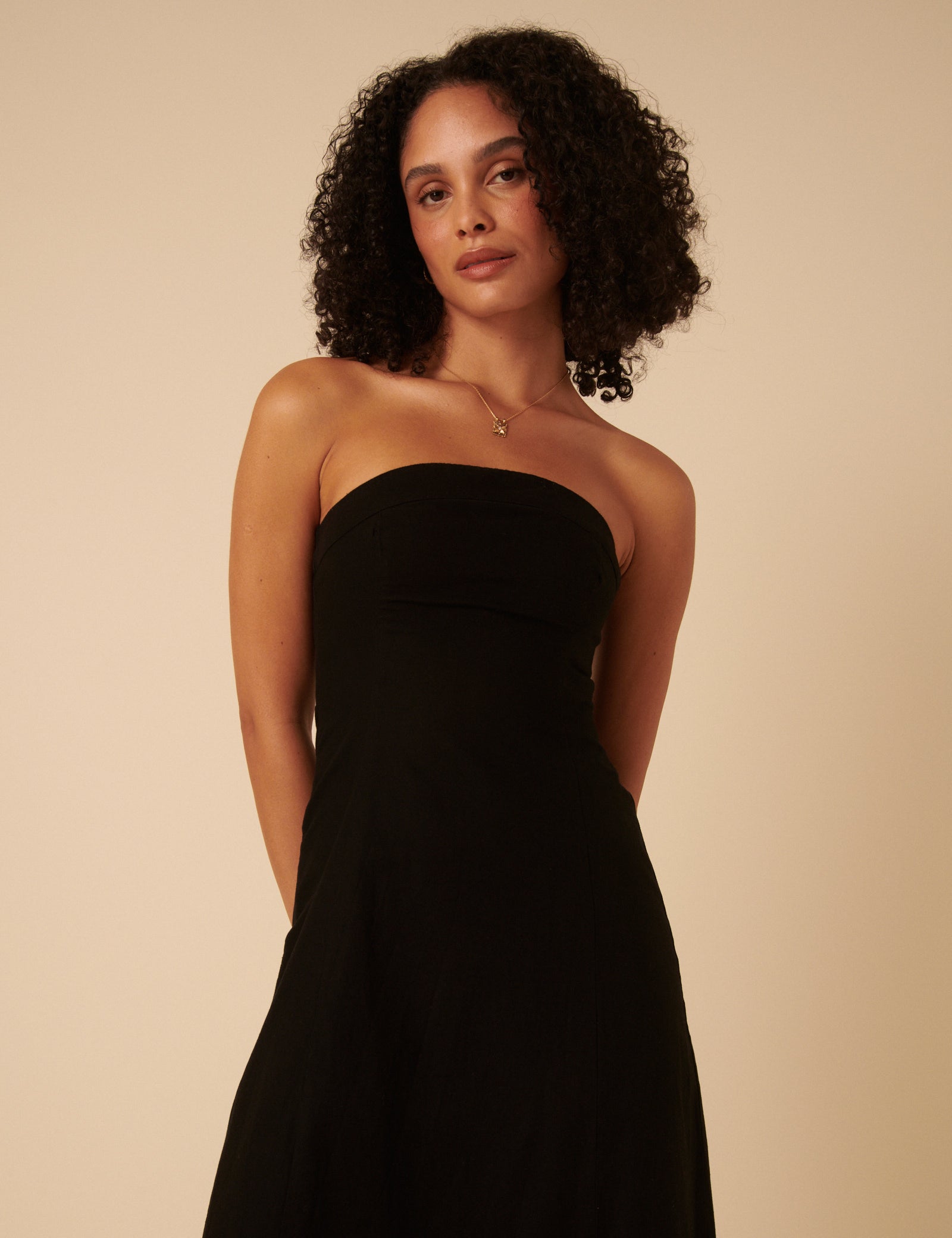 Black Tie Front Gayle Midi Dress Black Tie Front Gayle Midi Dress