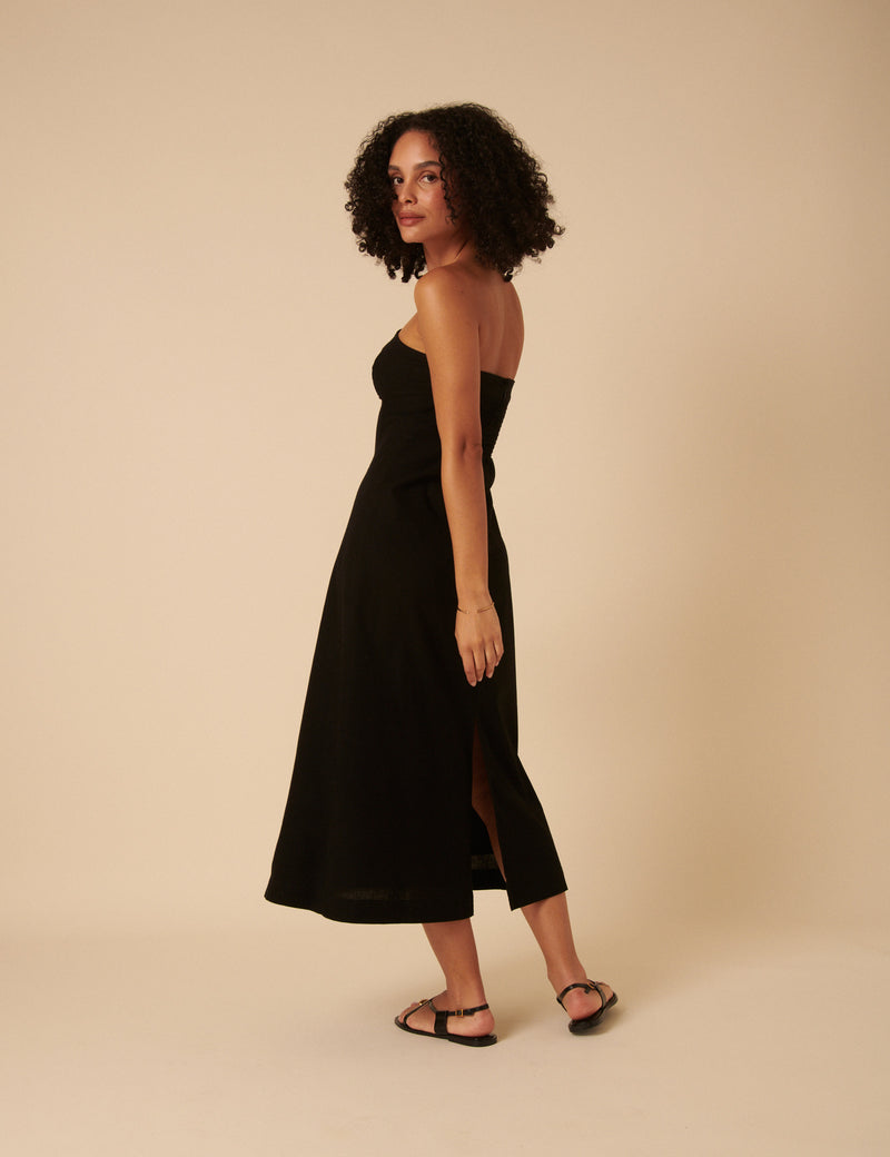 Black Tie Front Gayle Midi Dress