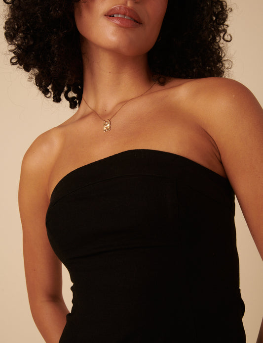 strapless tie front dress Black Tie Front Gayle Midi Dress