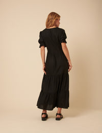 Black Tiered Lia Midi Dress