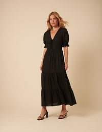 Black Tiered Lia Midi Dress