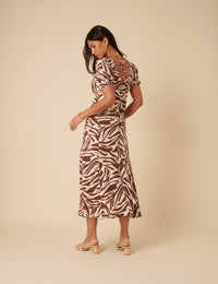 Brown Zebra Print Ella Midi Dess