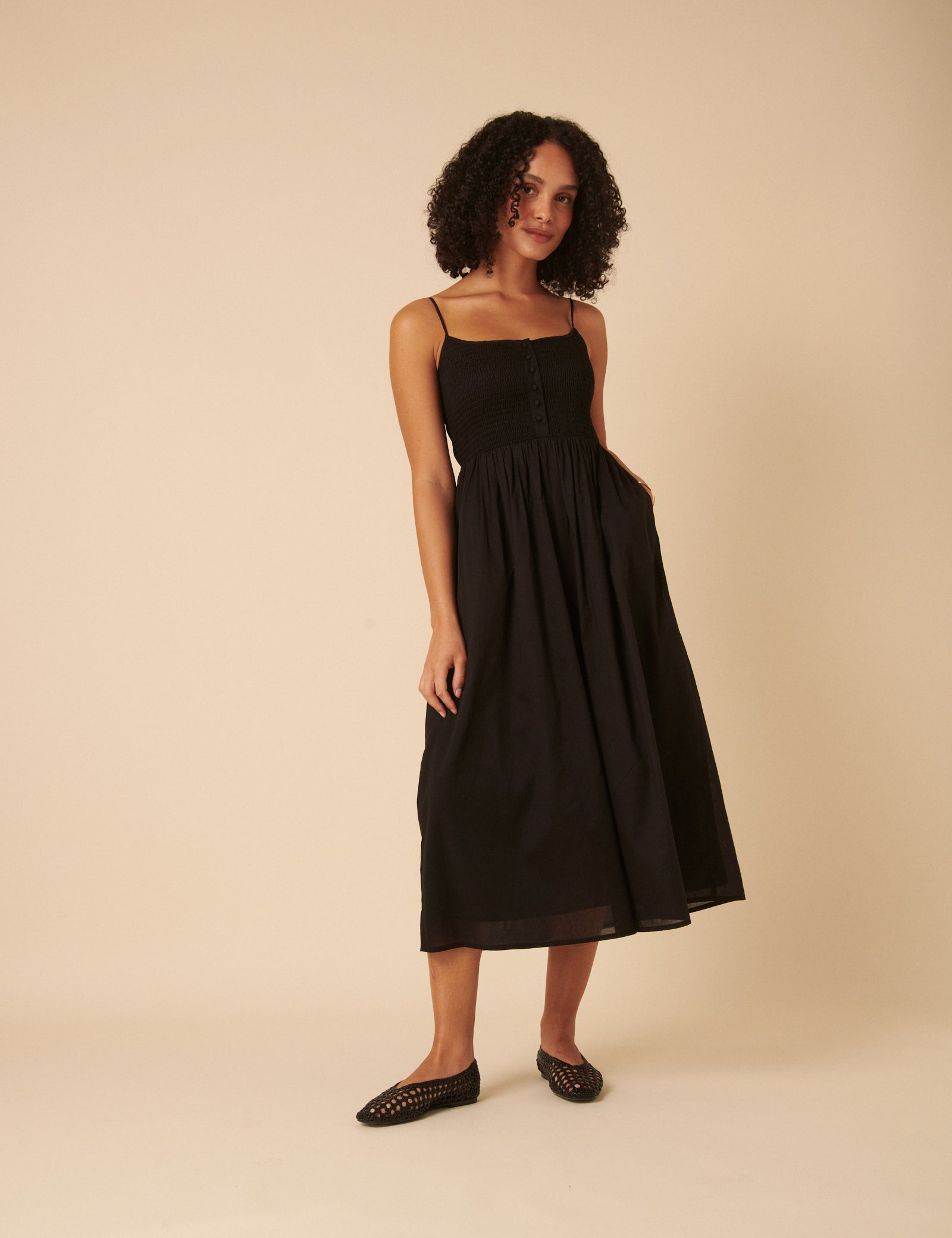 Black Ruched Bodice Tamara Midi Dress Black Ruched Bodice Tamara Midi Dress