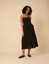 Black Ruched Bodice Tamara Midi Dress