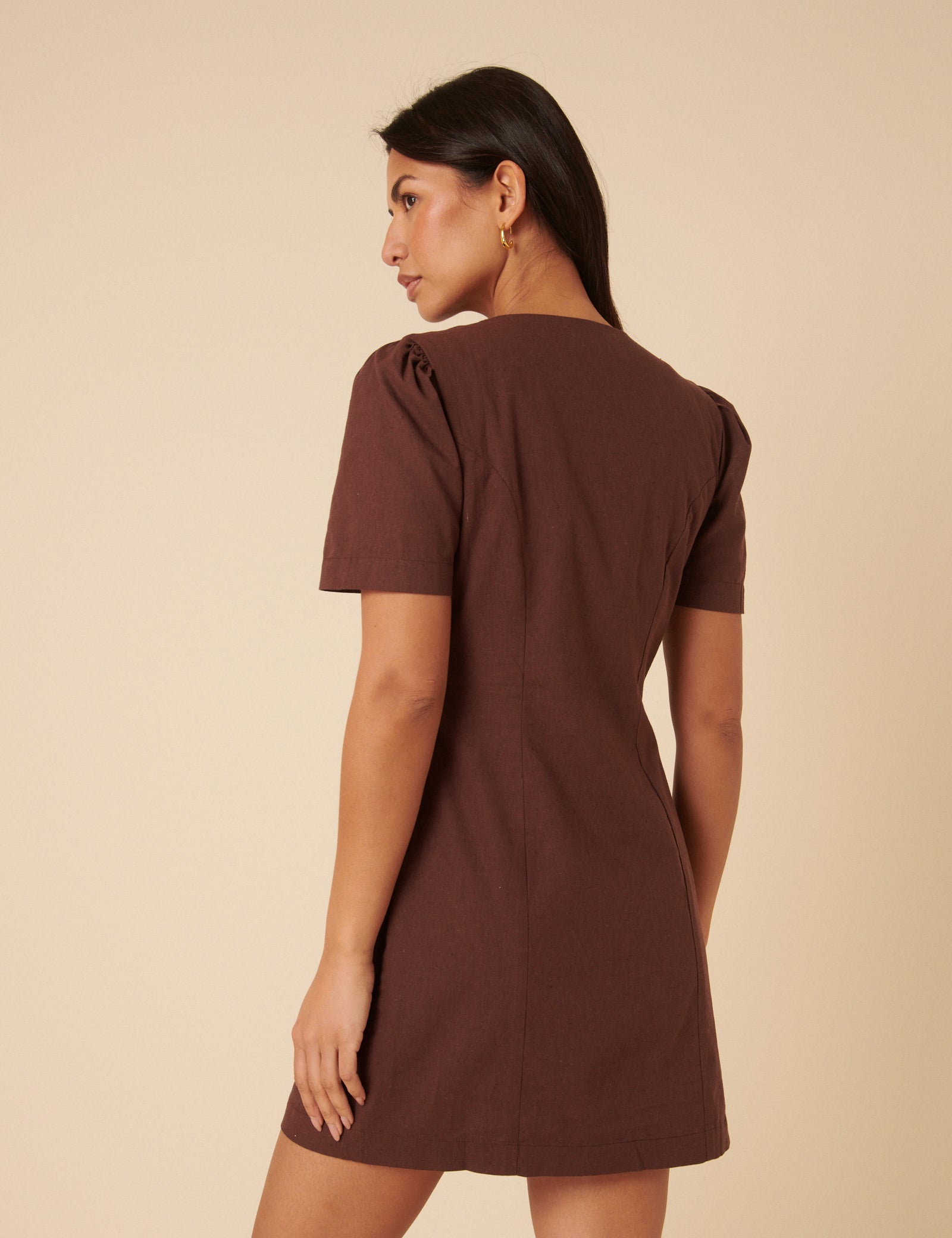 Brown Tailored Tara Mini Dress Brown Tailored Tara Mini Dress
