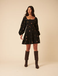 Black Floral Tiered Whitley Mini Dress