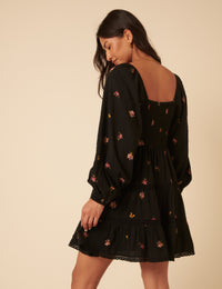 Black Floral Tiered Whitley Mini Dress