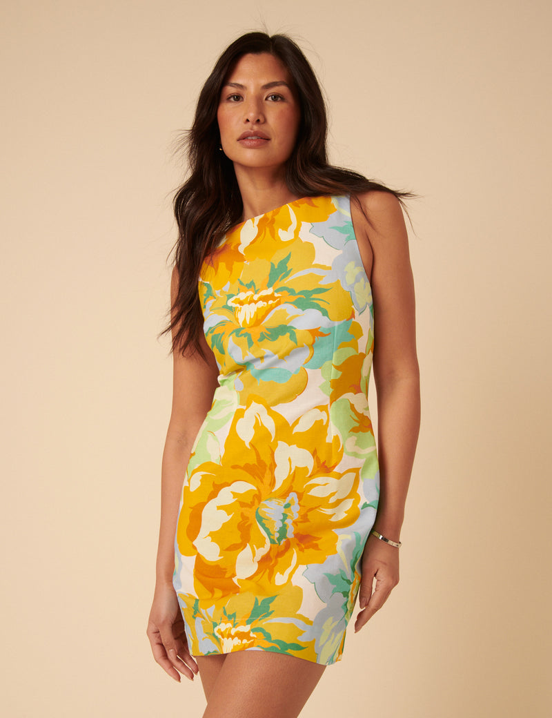 Orange Floral Freya Mini Dress