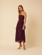 Purple Bandeau Felicity Midi Dress