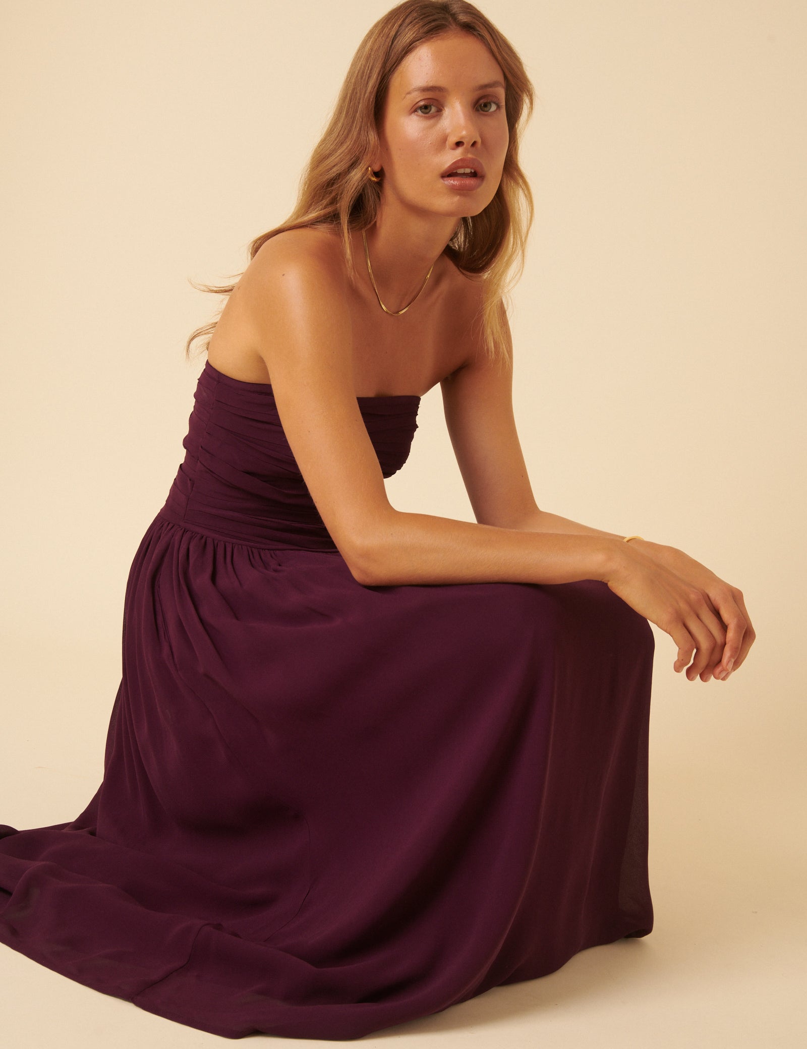 Purple Bandeau Felicity Midi Dress