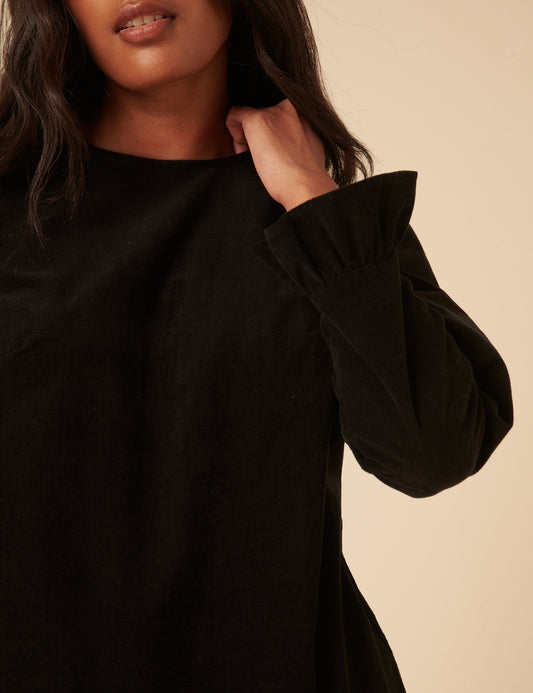 Black Cord Long Sleeve Tiana Mini Dress Black Cord Long Sleeve Tiana Mini Dress