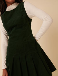 Forest Green Cord Merida Pinafore Mini Dress