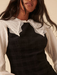 Black Check Cord Merida Pinafore Mini Dress