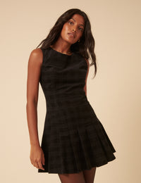Black Check Cord Merida Pinafore Mini Dress